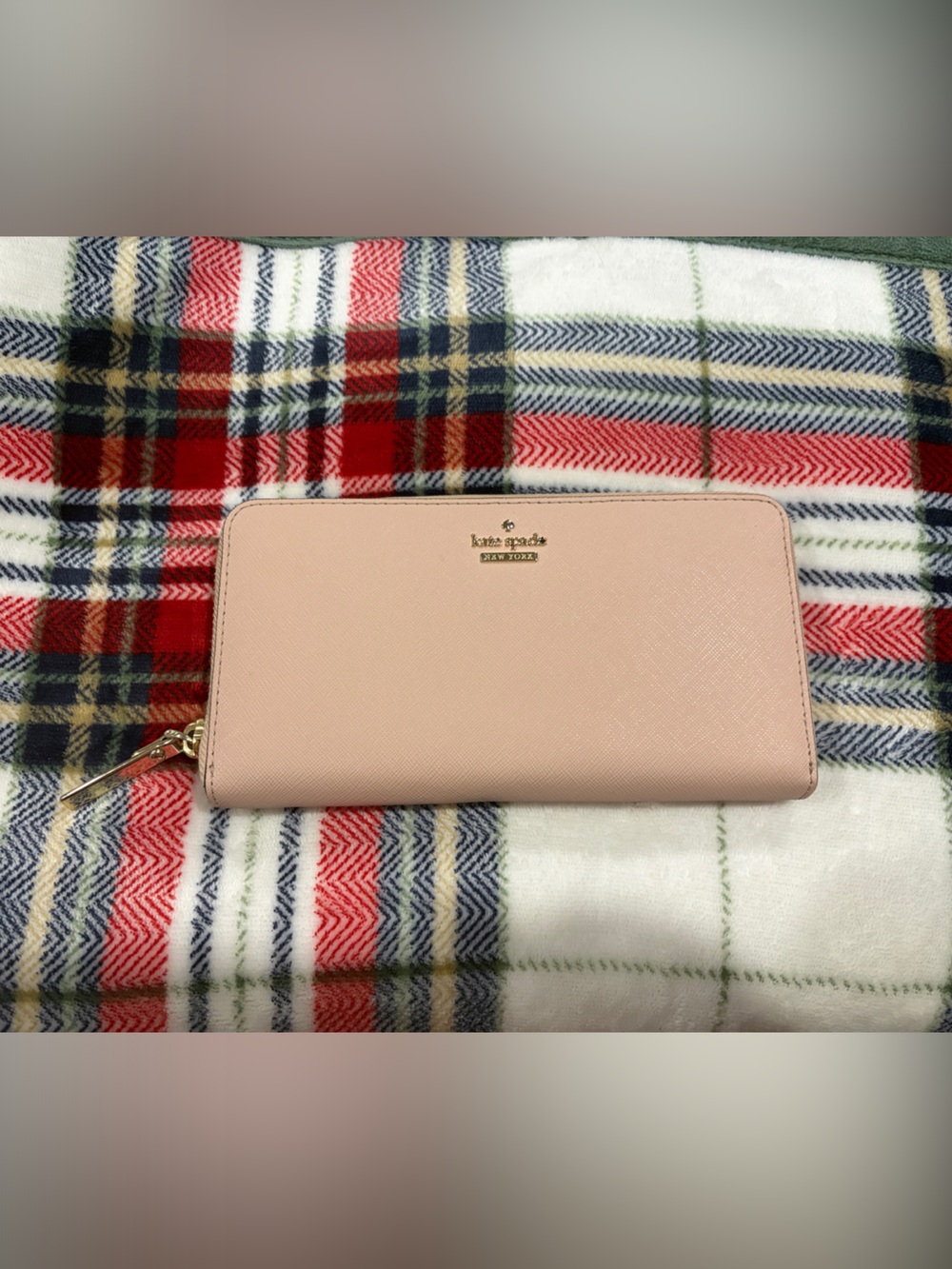 kate spade Pale Pink Zip-Around Leather Wallet